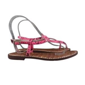 Sam Edelman Shoes Womens 5 Sandals Casual Flat Leather Snake Pink Gigi Fashion
